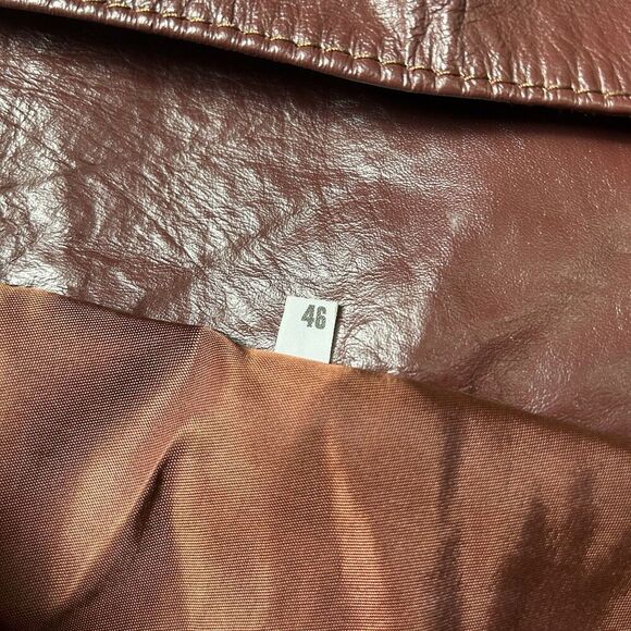 JB Leaders Corp Men's Leather Jacket Size 48 Maroon Lined Pockets Vintage - Picture 9 of 9